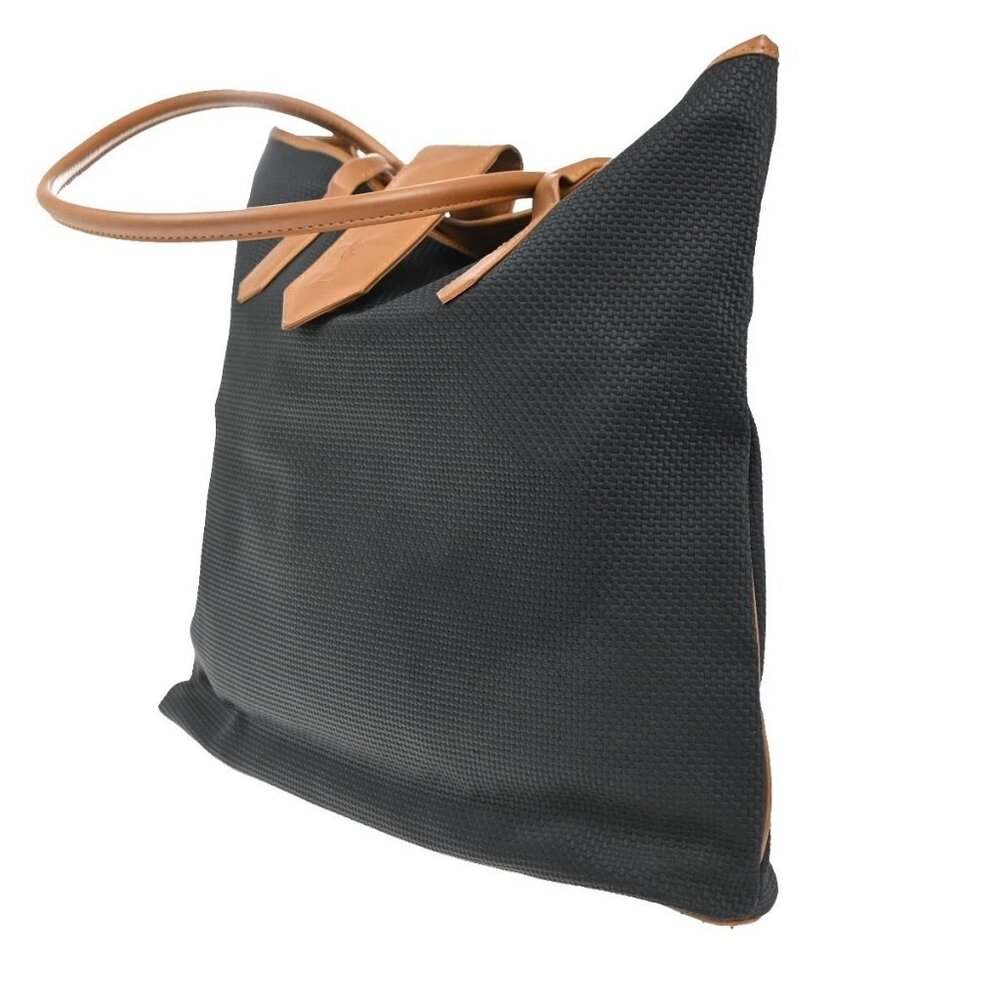 YVES SAINT LAURENT Logo Shoulder Tote Bag PVC Leather Brown Black GHW 62EG289 - Picture 2 of 12